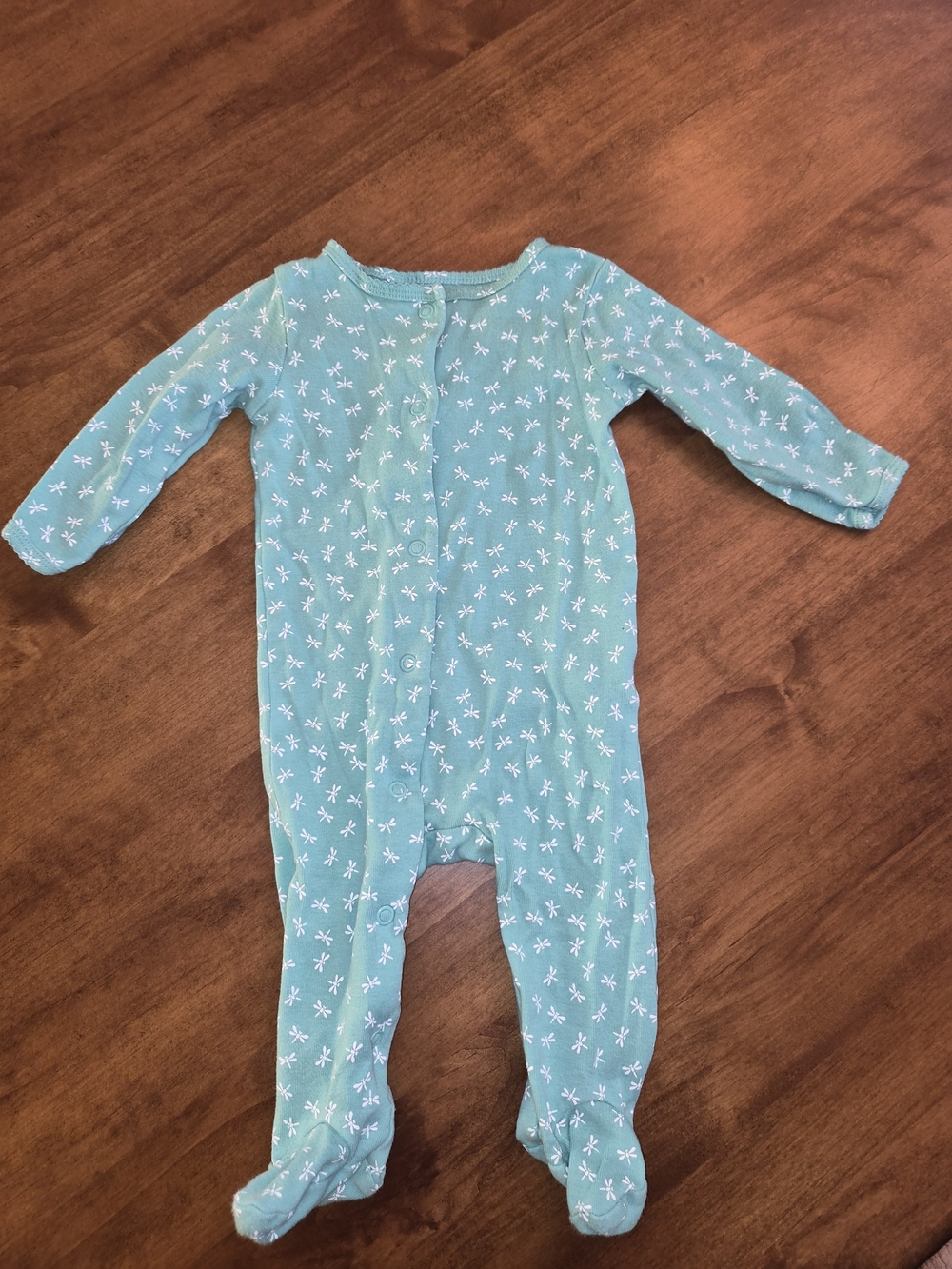 Carter's Teal Mint Footed One-Piece Onesie with White Dragonfly Print 6 Months
